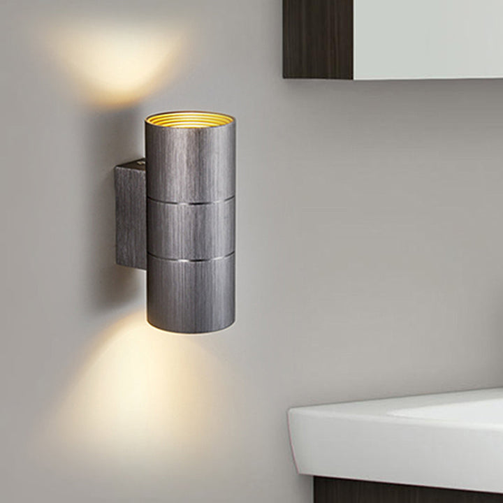 Lisslune | Tubular LED Up and Down Wall Lamp Modern Metal 1 Light Black/Grey/Gold Wall Lamp for Bathroom
