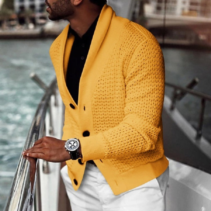 Men's cardigan with textured design and elegant shawl collar Lisslune