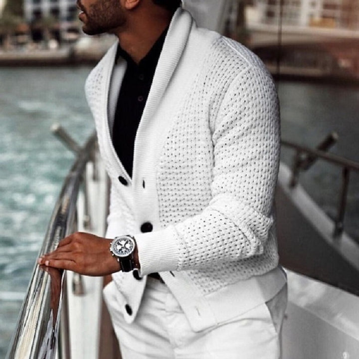 Men's cardigan with textured design and elegant shawl collar Lisslune