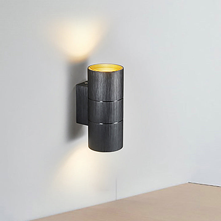 Lisslune | Tubular LED Up and Down Wall Lamp Modern Metal 1 Light Black/Grey/Gold Wall Lamp for Bathroom