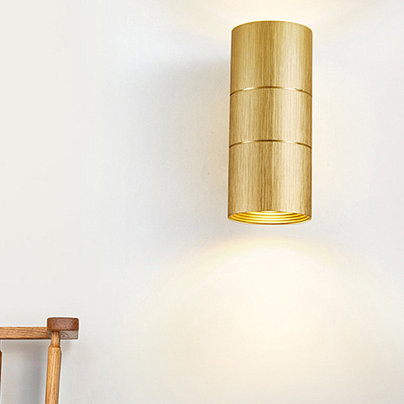 Lisslune | Tubular LED Up and Down Wall Lamp Modern Metal 1 Light Black/Grey/Gold Wall Lamp for Bathroom