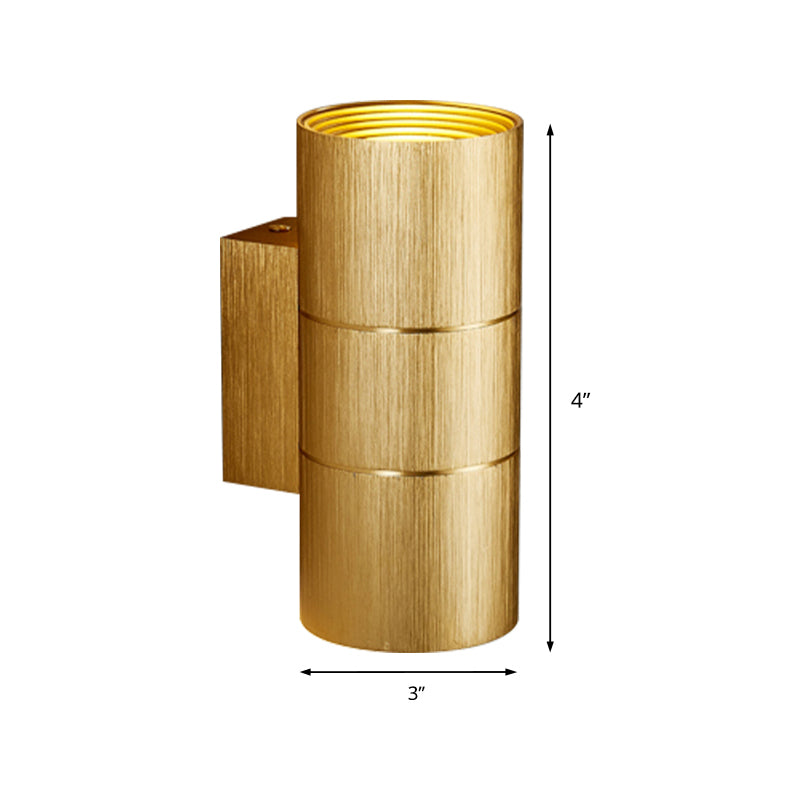 Lisslune | Tubular LED Up and Down Wall Lamp Modern Metal 1 Light Black/Grey/Gold Wall Lamp for Bathroom