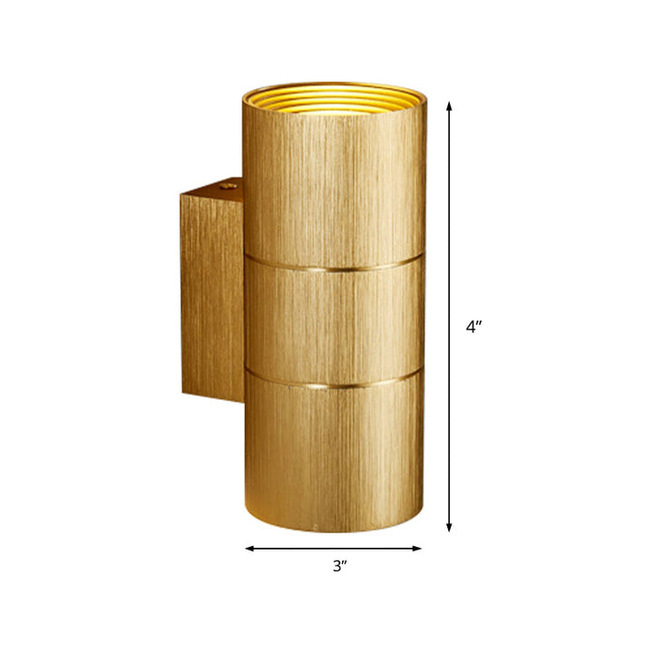 Lisslune | Tubular LED Up and Down Wall Lamp Modern Metal 1 Light Black/Grey/Gold Wall Lamp for Bathroom