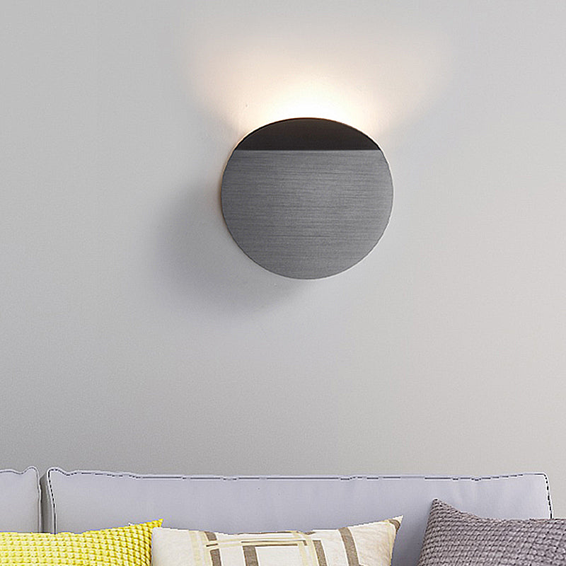 Lisslune | Contemporary round metal wall light black/gray/white LED wall-mounted light for hallway