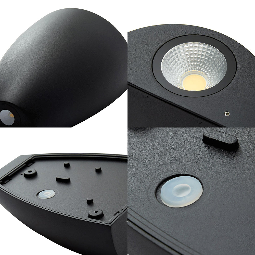 Skørter | Spherical Wall-mounted Light Modern Metal Black/Grey/White LED Up and Down Wall Lamp for Stairs