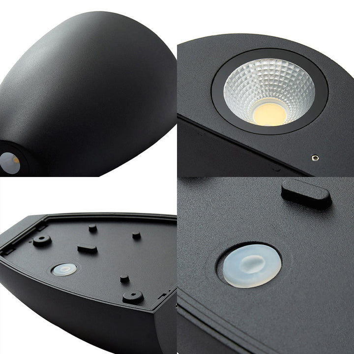 Skørter | Spherical Wall-mounted Light Modern Metal Black/Grey/White LED Up and Down Wall Lamp for Stairs