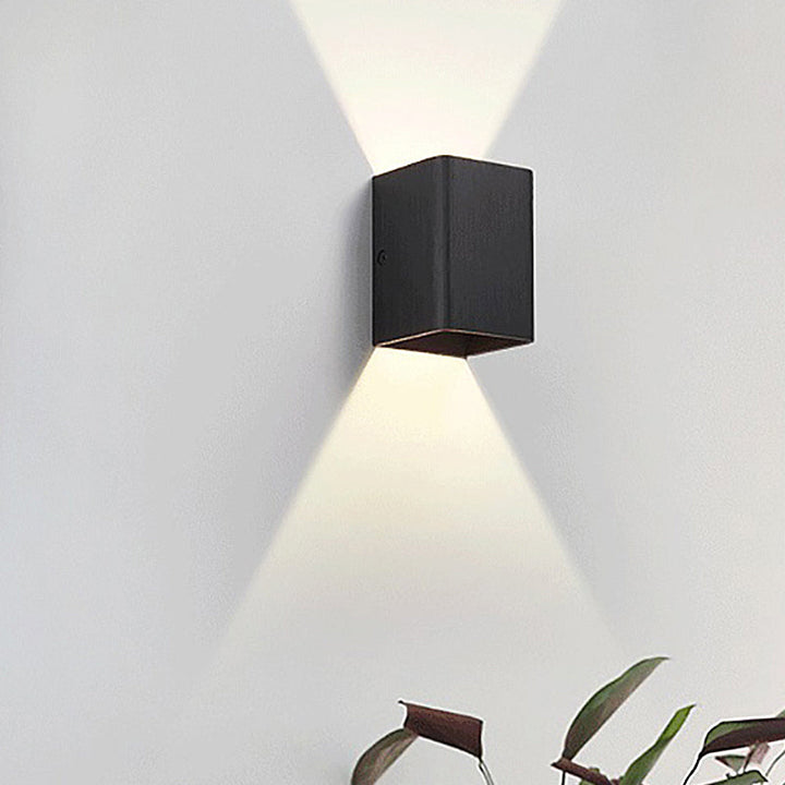 Lisslune | Cubist Metal Up and Down Wall Lamp Contemporary Bronze/Gold/White LED Wall Light for Living Room