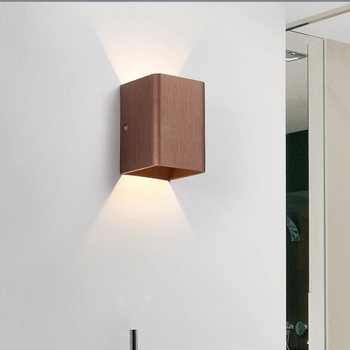 Lisslune | Cubist Metal Up and Down Wall Lamp Contemporary Bronze/Gold/White LED Wall Light for Living Room