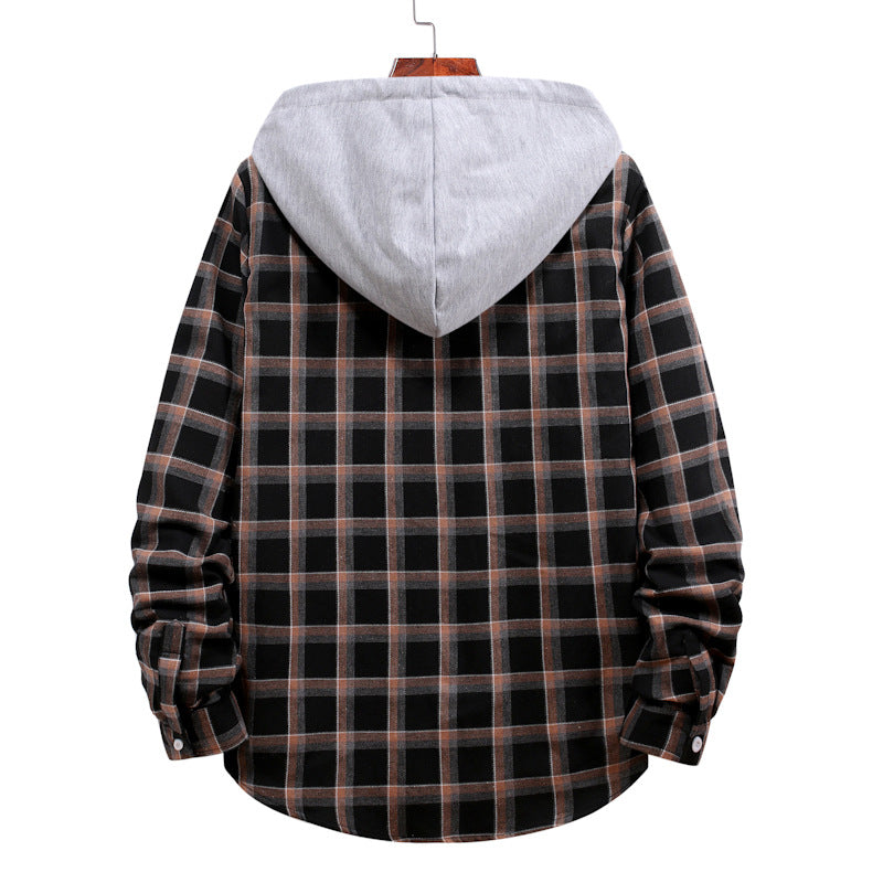 Men's transitional blouse with hood in checkered look Lisslune