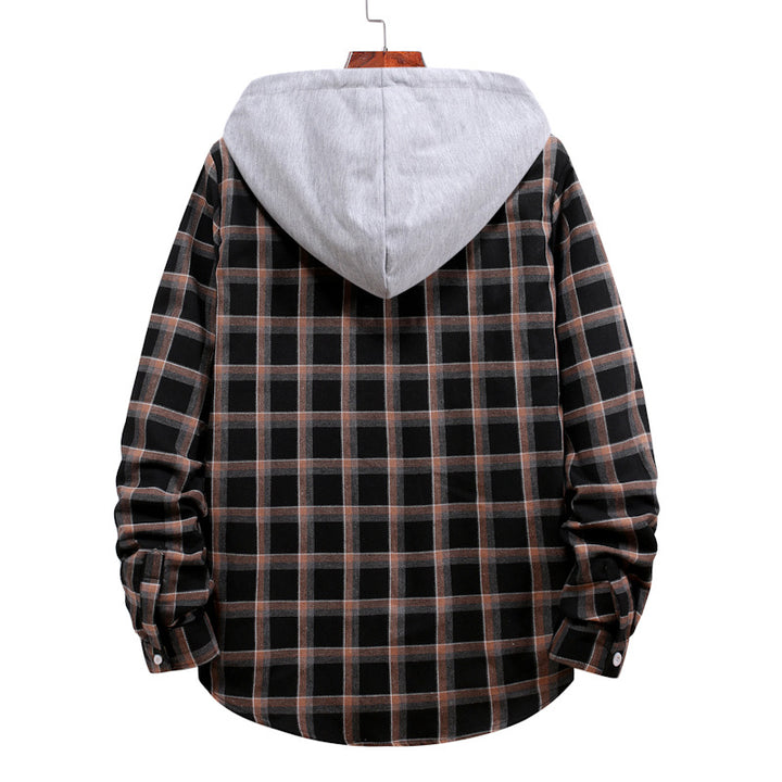 Men's transitional blouse with hood in checkered look Lisslune
