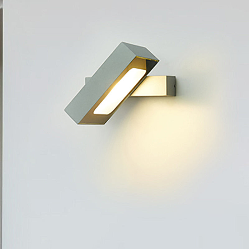 Lisslune | Rectangular Wall Light Modern Metal Black/White/Grey LED Wall Mount Light with Rotatable Design