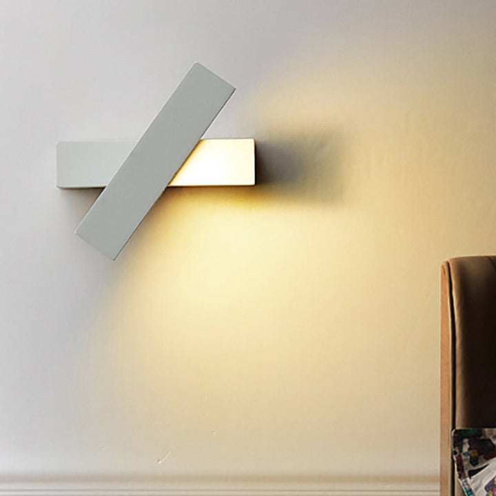 Lisslune | Rectangular Wall Light Modern Metal Black/White/Grey LED Wall Mount Light with Rotatable Design