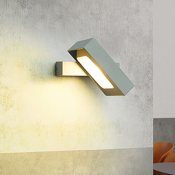 Lisslune | Rectangular Wall Light Modern Metal Black/White/Grey LED Wall Mount Light with Rotatable Design