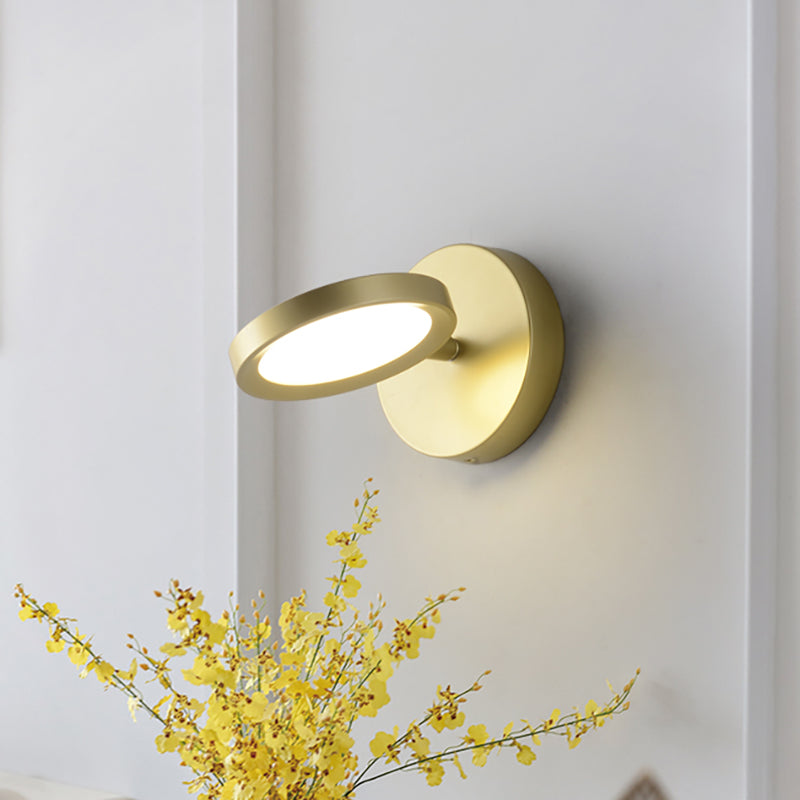 Lisslune | Modernist LED Wall Light with Metal Shade Black/Gold Round Wall Mounted Light