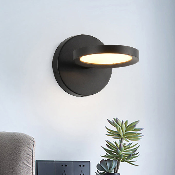 Lisslune | Modernist LED Wall Light with Metal Shade Black/Gold Round Wall Mounted Light