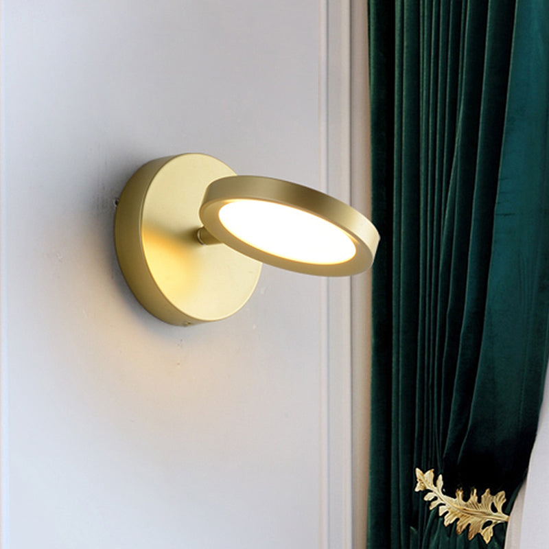 Lisslune | Modernist LED Wall Light with Metal Shade Black/Gold Round Wall Mounted Light