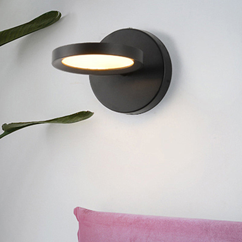 Lisslune | Modernist LED Wall Light with Metal Shade Black/Gold Round Wall Mounted Light