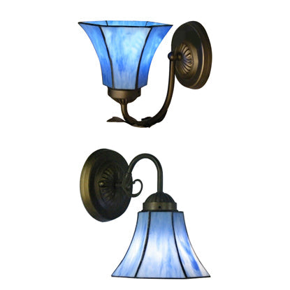 Lisslune | Blue Glass Bell Wall Lamp with Goose Head 1 Light Vintage Indoor Wall Lighting