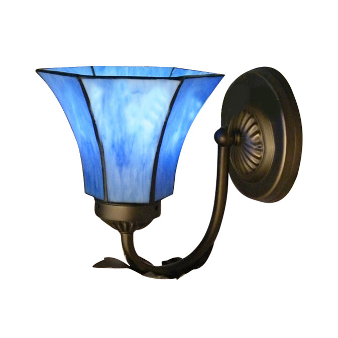Lisslune | Blue Glass Bell Wall Lamp with Goose Head 1 Light Vintage Indoor Wall Lighting