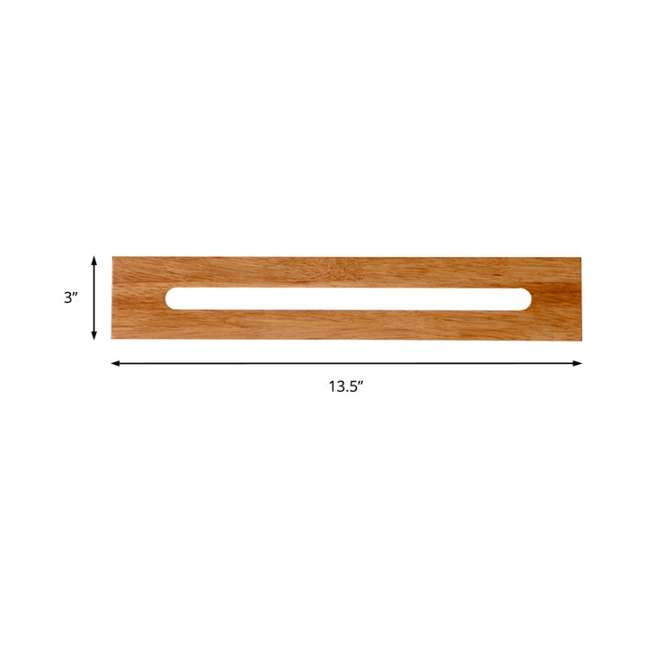 Skørter | Rectangular Wooden Wall Lamp Modernist Led Brown Wall Lamp Vanity Light Fixture in Warm Light, 14"/18"/21.5" Wide