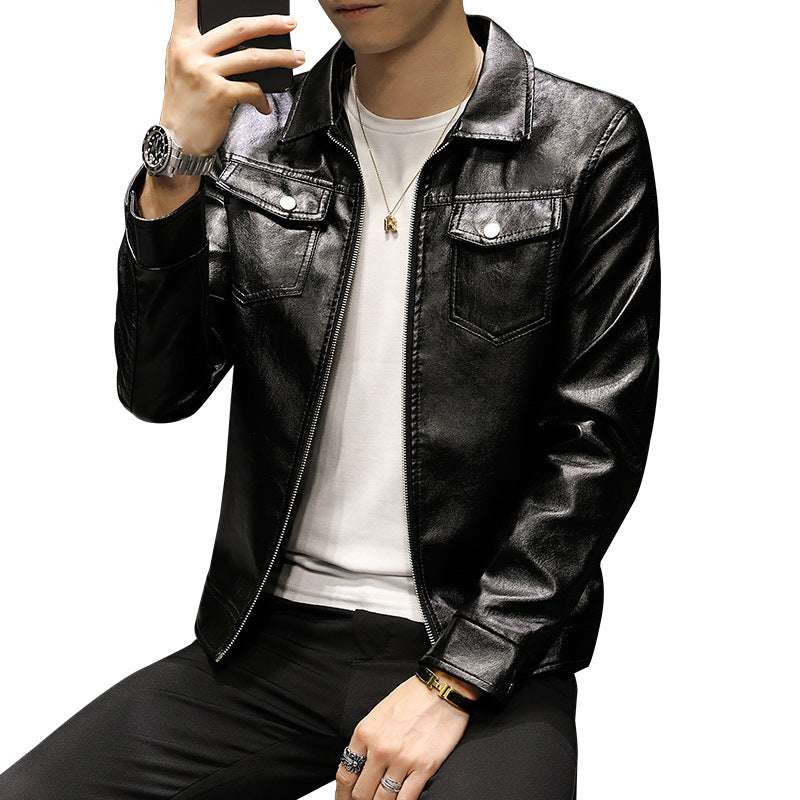 Men's Stylish Leather Jacket with Practical Pockets Lisslune
