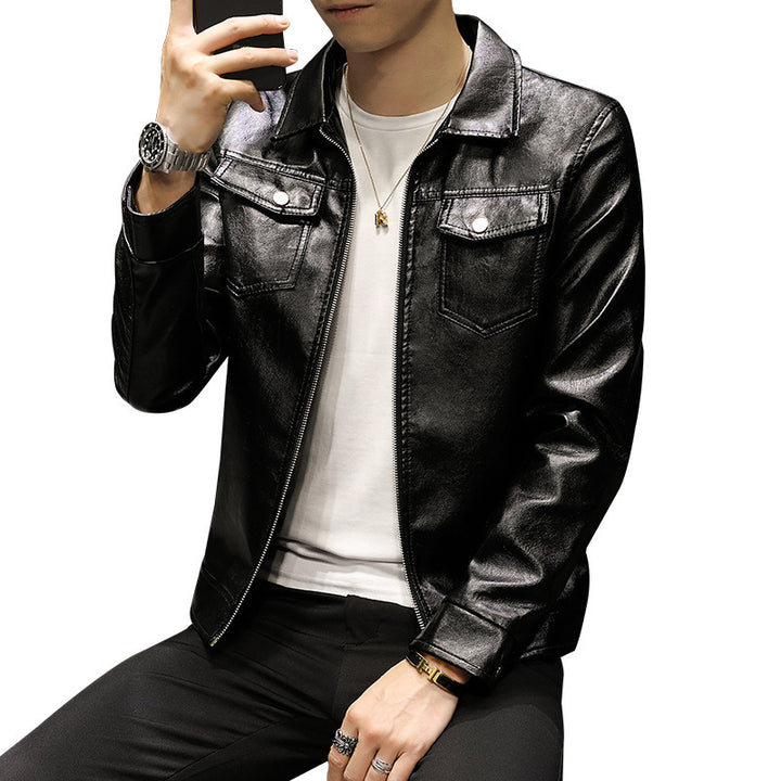 Men's Stylish Leather Jacket with Practical Pockets Lisslune