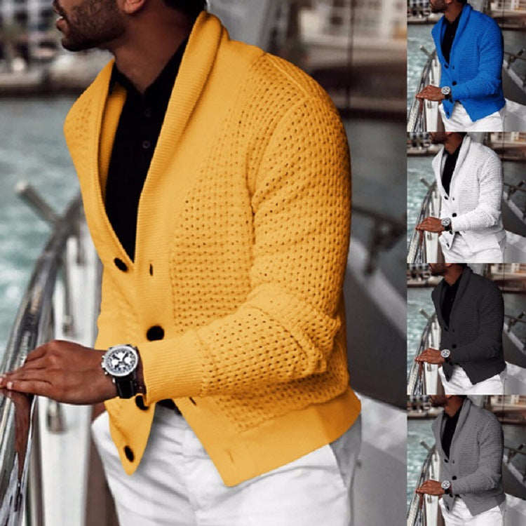 Men's cardigan with textured design and elegant shawl collar Lisslune