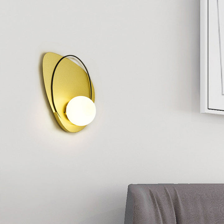 Lisslune | Metallic Petal-Shaped Wall Lamp Postmodern Single Living Room Wall Light Fixture