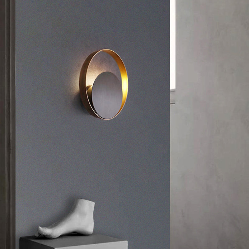 Lisslune | Black ring-shaped wall-mounted lights Post-Modern metallic LED wall lamp for the living room