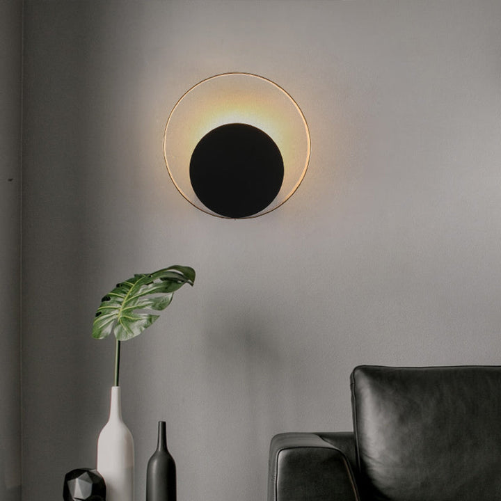 Lisslune | Black ring-shaped wall-mounted lights Post-Modern metallic LED wall lamp for the living room