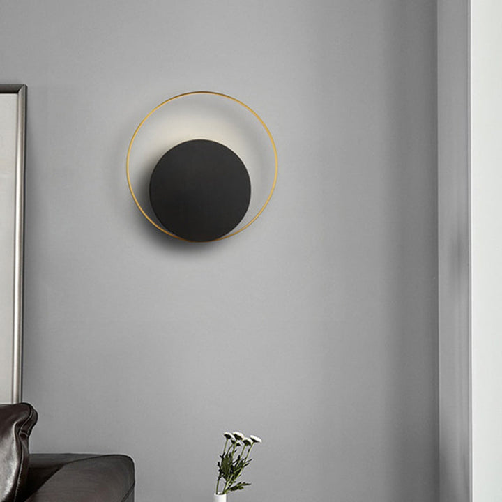 Lisslune | Black ring-shaped wall-mounted lights Post-Modern metallic LED wall lamp for the living room