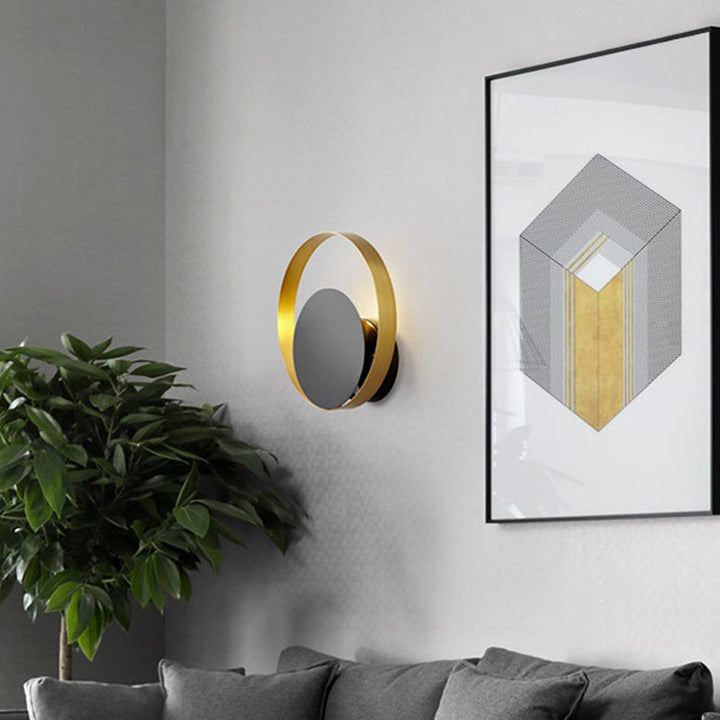 Lisslune | Black ring-shaped wall-mounted lights Post-Modern metallic LED wall lamp for the living room