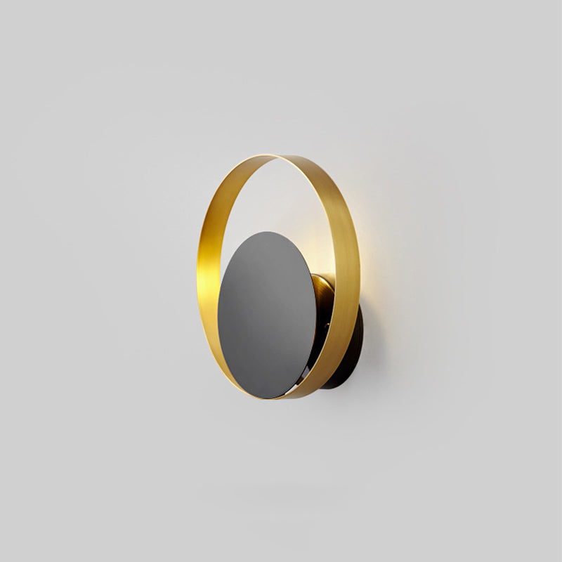 Lisslune | Black ring-shaped wall-mounted lights Post-Modern metallic LED wall lamp for the living room