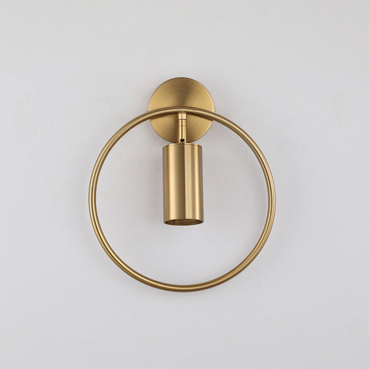 Lisslune | Metallic Cylindrical Wall Mount Light Postmodern 1 Head Wall Lamp with Halo Ring for Nightstand