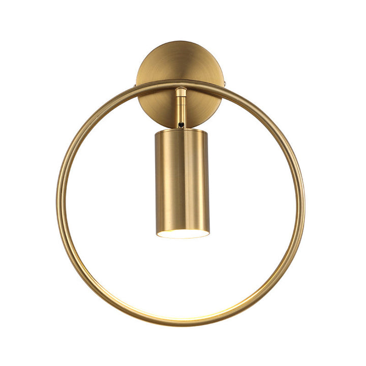 Lisslune | Metallic Cylindrical Wall Mount Light Postmodern 1 Head Wall Lamp with Halo Ring for Nightstand