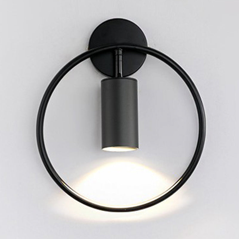 Lisslune | Metallic Cylindrical Wall Mount Light Postmodern 1 Head Wall Lamp with Halo Ring for Nightstand