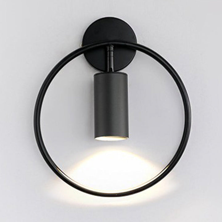 Lisslune | Metallic Cylindrical Wall Mount Light Postmodern 1 Head Wall Lamp with Halo Ring for Nightstand