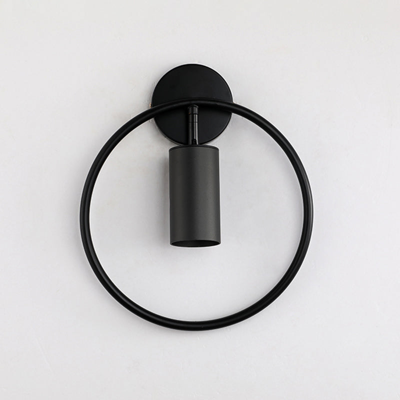 Lisslune | Metallic Cylindrical Wall Mount Light Postmodern 1 Head Wall Lamp with Halo Ring for Nightstand