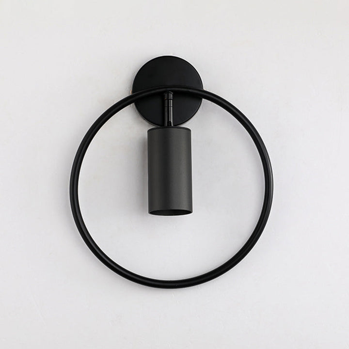Lisslune | Metallic Cylindrical Wall Mount Light Postmodern 1 Head Wall Lamp with Halo Ring for Nightstand