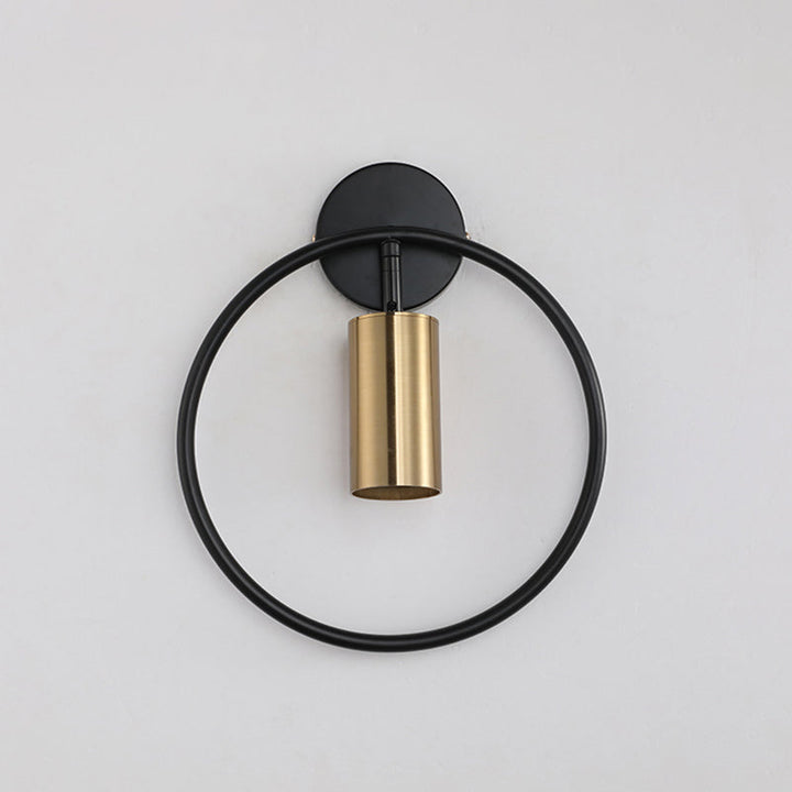 Lisslune | Metallic Cylindrical Wall Mount Light Postmodern 1 Head Wall Lamp with Halo Ring for Nightstand