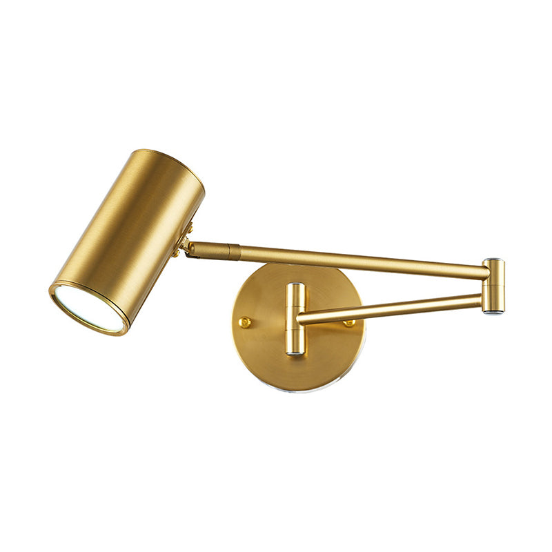 Lisslune | Cylinder Wall Light Minimalistic Metallic Single-Bulb Nightstand Adjustable Wall Lighting Fixture