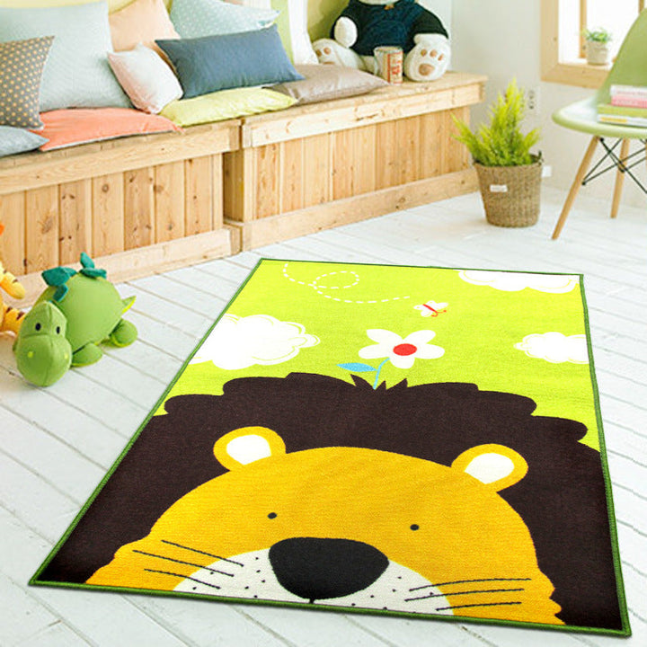 Lisslune | Colorful Back for Children Multi Color Animal Pattern Carpet Synthetic Stain Resistant Non-Slip Back Machine Washable Carpet for Preschool
