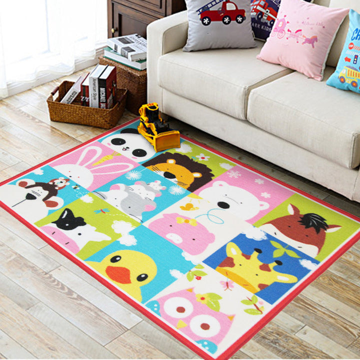 Lisslune | Colorful Back for Children Multi Color Animal Pattern Carpet Synthetic Stain Resistant Non-Slip Back Machine Washable Carpet for Preschool