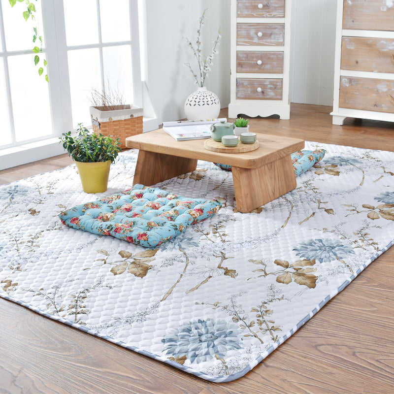 Lisslune | Aesthetics Botanic Carpet Multi-Color Nordic Carpet Cotton Machine Wash Padded Quilt Carpet