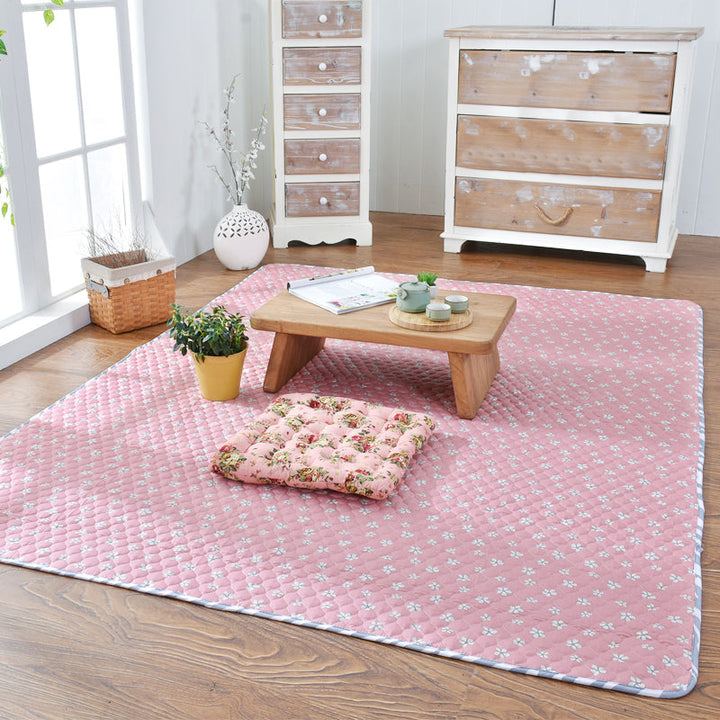 Lisslune | Aesthetics Botanic Carpet Multi-Color Nordic Carpet Cotton Machine Wash Padded Quilt Carpet