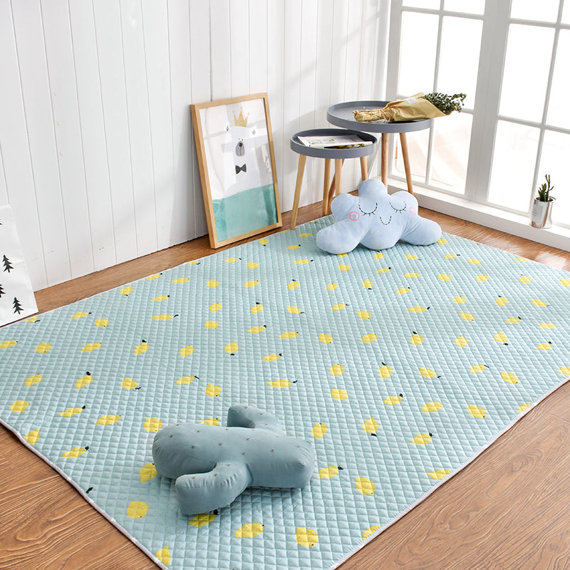 Lisslune | Aesthetics Botanic Carpet Multi-Color Nordic Carpet Cotton Machine Wash Padded Quilt Carpet