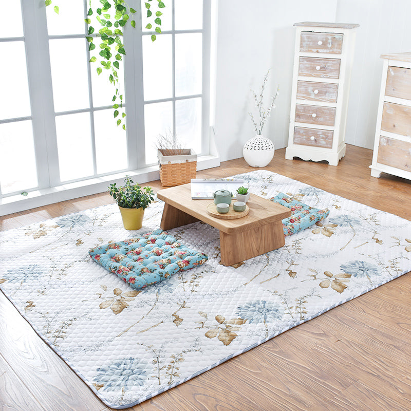 Lisslune | Aesthetics Botanic Carpet Multi-Color Nordic Carpet Cotton Machine Wash Padded Quilt Carpet