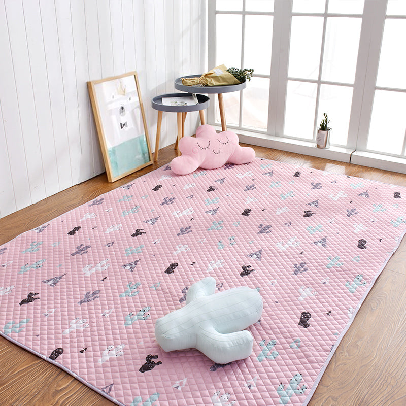 Lisslune | Aesthetics Botanic Carpet Multi-Color Nordic Carpet Cotton Machine Wash Padded Quilt Carpet