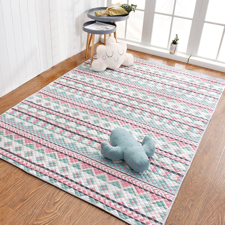 Lisslune | Aesthetics Botanic Carpet Multi-Color Nordic Carpet Cotton Machine Wash Padded Quilt Carpet