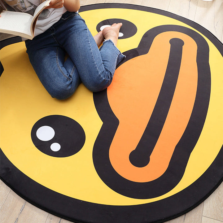 Lisslune | Yellow Duck Pattern Carpet Cotton Cartoon Area Rug Non-Slip Back Floor Mat for Kids Room